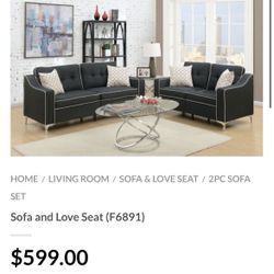Black Sofa And Love Seat Set 