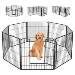 Dog Playpen Pet Dog Fence 32" Height 8 Panels Metal Dog Pen Outdoor Exercise Pen with Doors for Large/Medium /Small Dogs for RV,Camping,Yard