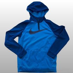 Nike Dri-FIT Men’s Hoodie Size M Blue Fleece-Lined Pullover Sweatshirt Athletic