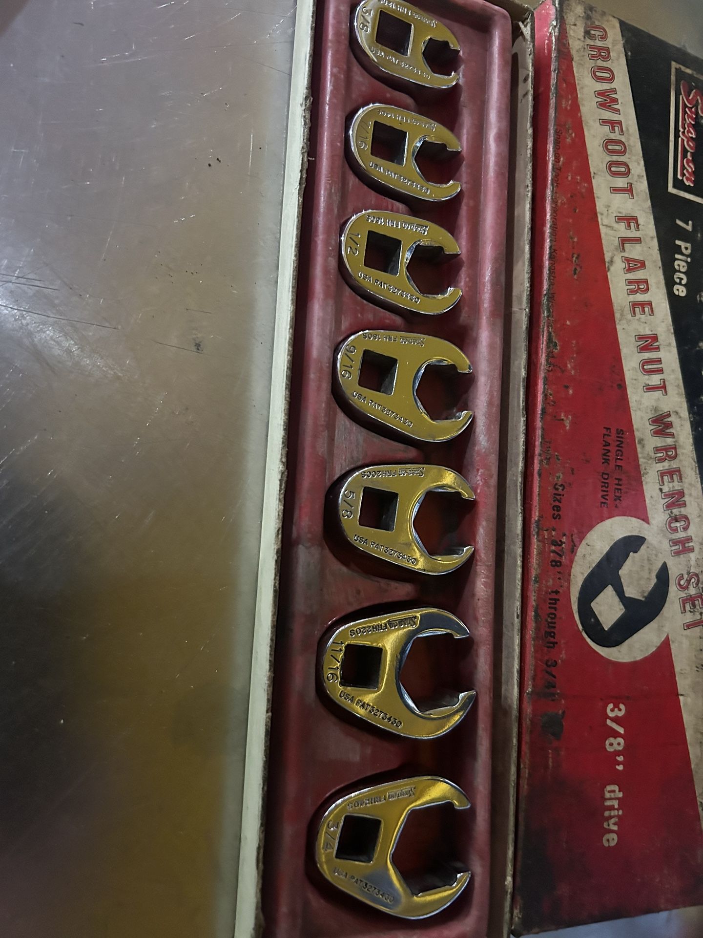 Snap-On Set Of 7 Crowfoot Flare Nut Wrench Set 3/8 To 3/4