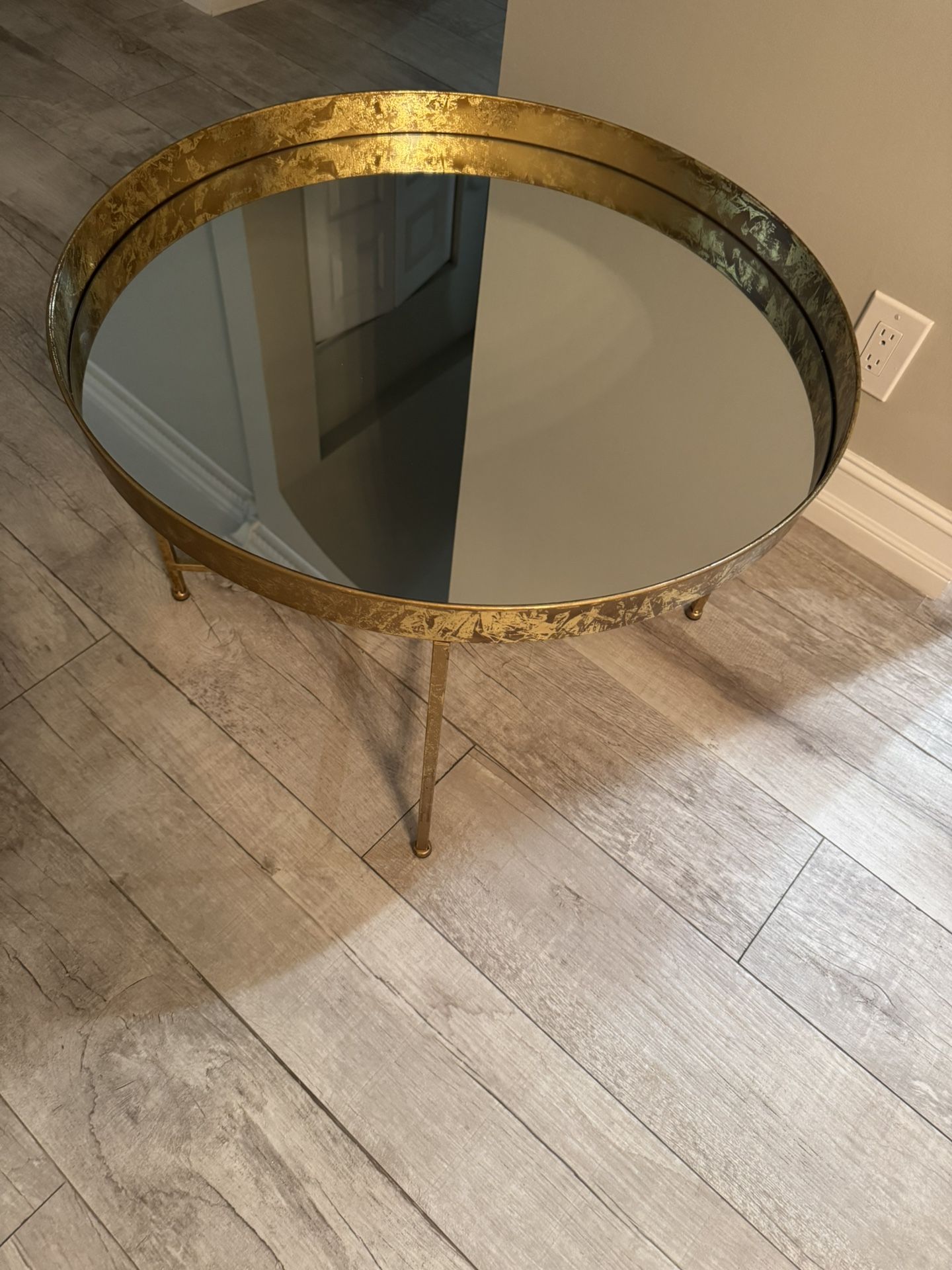 Kate and Laurel Celia Metal Foldable Round Accent Coffee Table Modern Minimalist Design