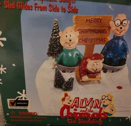 Vintage 1998 Gemmy "Alvin and the Chipmunks Go Sledding"