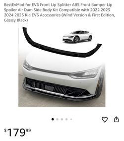  EV6 Front Lip Splitter ABS Front Bumper Lip Spoiler Air Dam Side Body Kit Compatible with 2022 2023 2024 2025 Kia EV6 Accessories (Wind Version & Fir