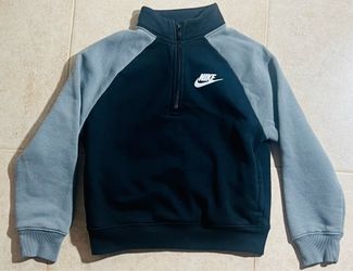 Nike Boys 1/2 Zip Colorblock Sweatshirt Black Gray Mock Neck L 6-7 Years