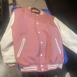 Unisex pink & White Varsity Jacket