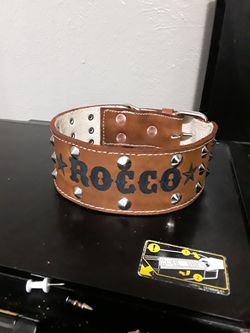 Dog collar 100%leather S,M,L,XL custom with name 2 inches wide (collares para perros grandes resistentes todas las medidas puro cuero)