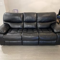 Black Leather Power Recliner Sofa