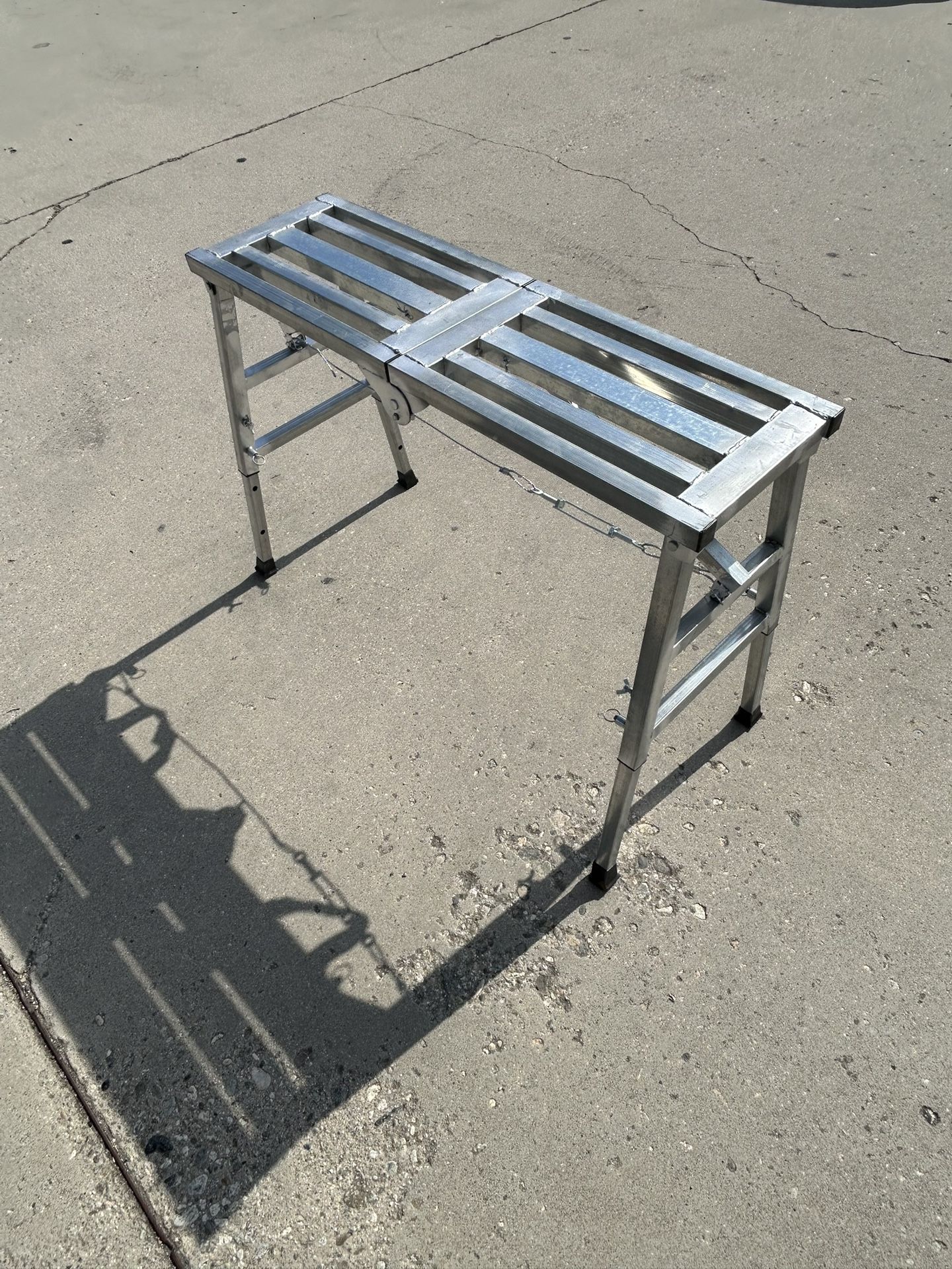 Portable Folding Work Platform Scaffolding Bench with Adjustable Height Galvanized Steel 882 lbs Max Load