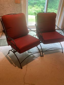 Wrought iron patio chairs - set of 2 includes cushions