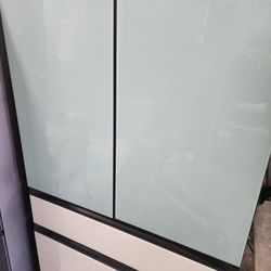 Bespoke Refrigerator 4 Door Blue White Panels Beverage Center 