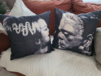 Frankenstein and bride pillow set