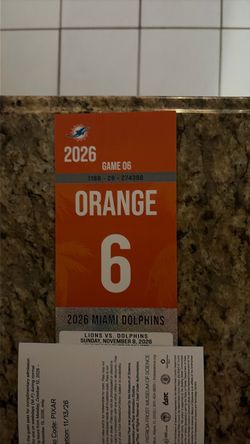 2026 Miami Dolphins vs Lions Game Ticket