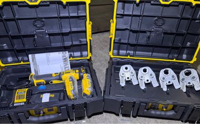 DEWALT 20V MAX Lithium-Ion Cordless Compact Press Tool Kit with (2) 2.0 Ah Batteries, Charger, (4) Press Jaws and (2) Kitboxes