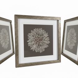 Large Framed Brown & Beige Flower Art - High Quality, Ready to Hang