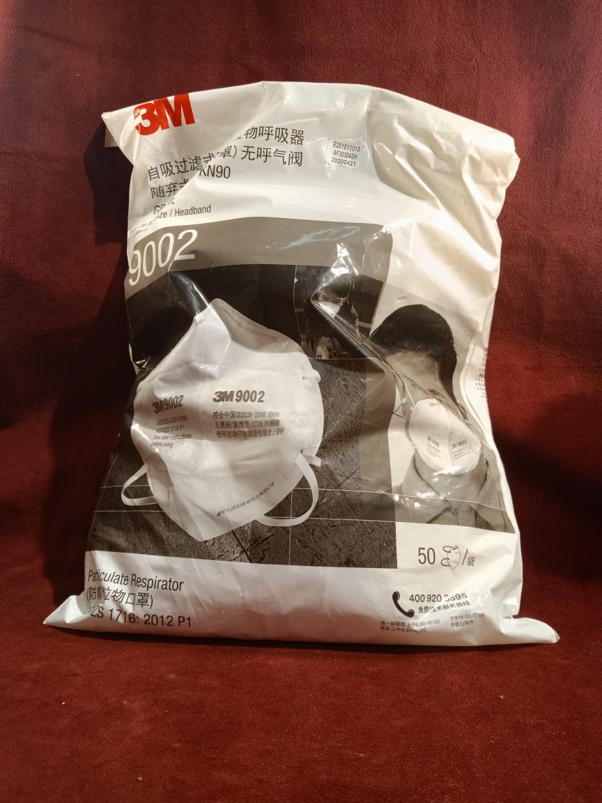 3M 9002 - KN90 Particulate Mask, Headband, 50 Per/Bg