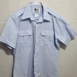 Defense Logistics Agency Wings Blue Military Shirt  16/12  Short Sleeve