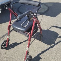 Carex Rolling Walker with Seat & Storage – Burgundy