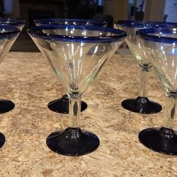 Set Of Cobalt Blue Rim Drinkware
