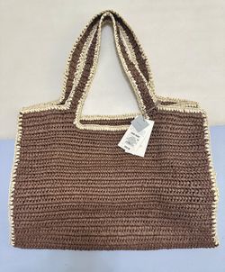 Brand New Packable Brown Woven Straw Tote Bag