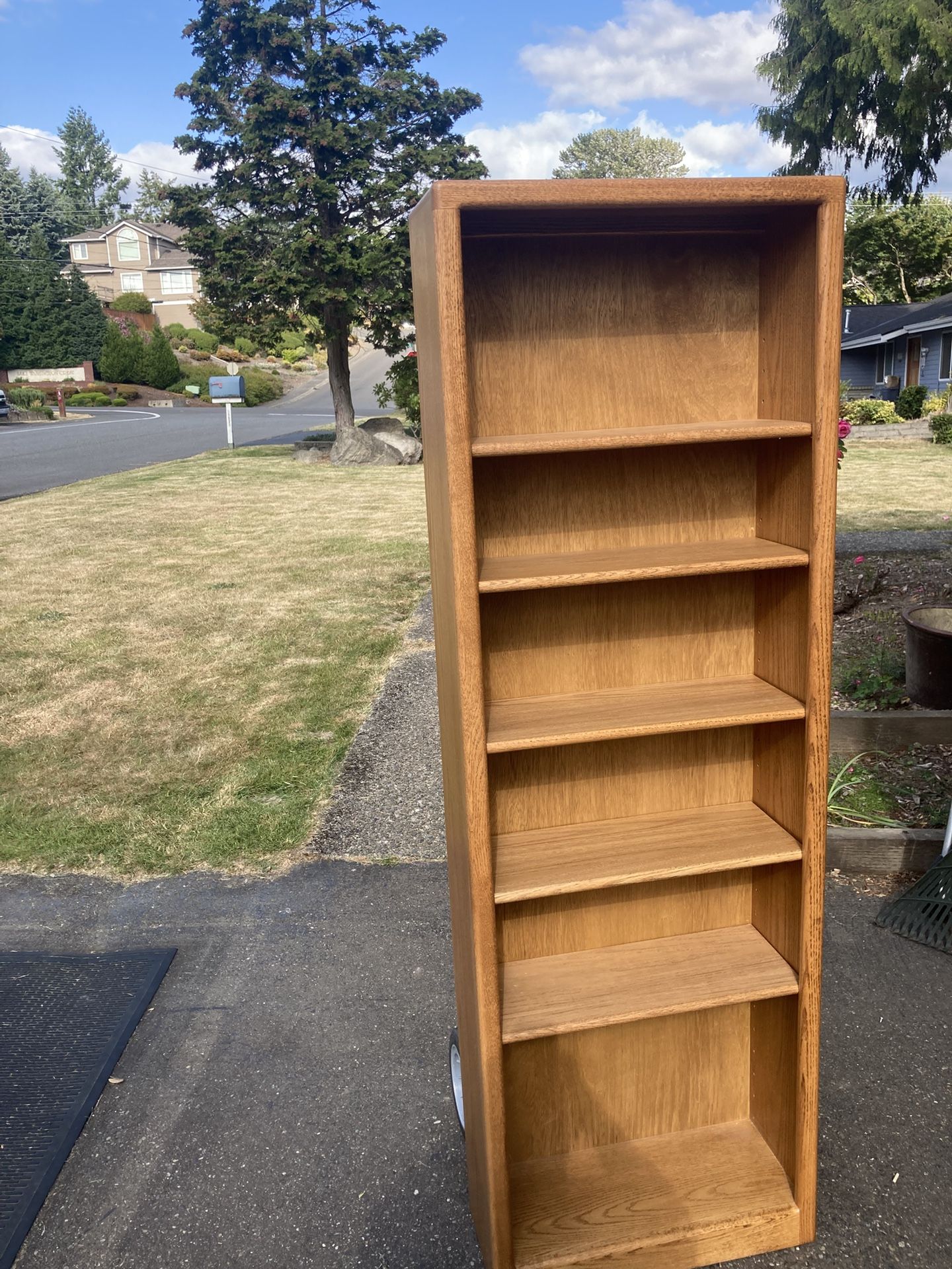 Bookcase, Oak, 5 Adjustable Shelves, Delivery