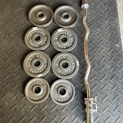 Olympic Weights with Olympic Curling Bar