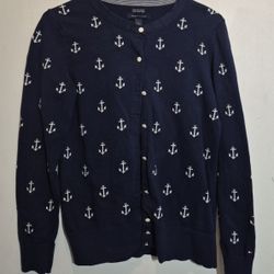 Tommy Hilfiger Navy Blue Nautical Cardigan Sz MEDIUM 