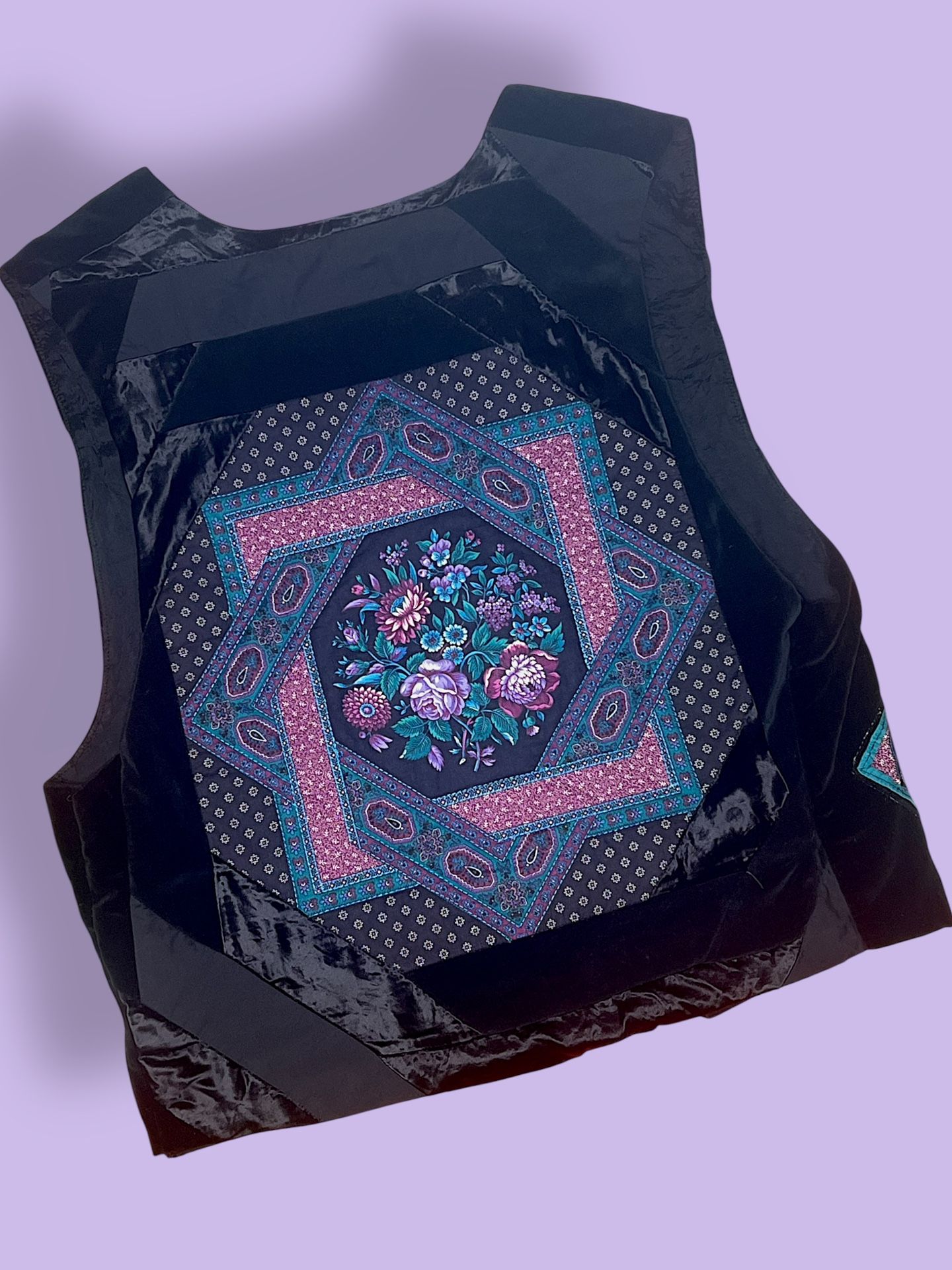 Vintage Geometric Patchwork Velvet Vest
