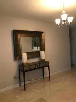 Large Wall Mirror with Bronze Textured Frame