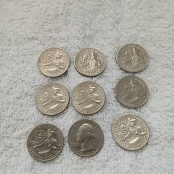 9 US Bi-Centenial Quarters, Made 1 Year Only 1976