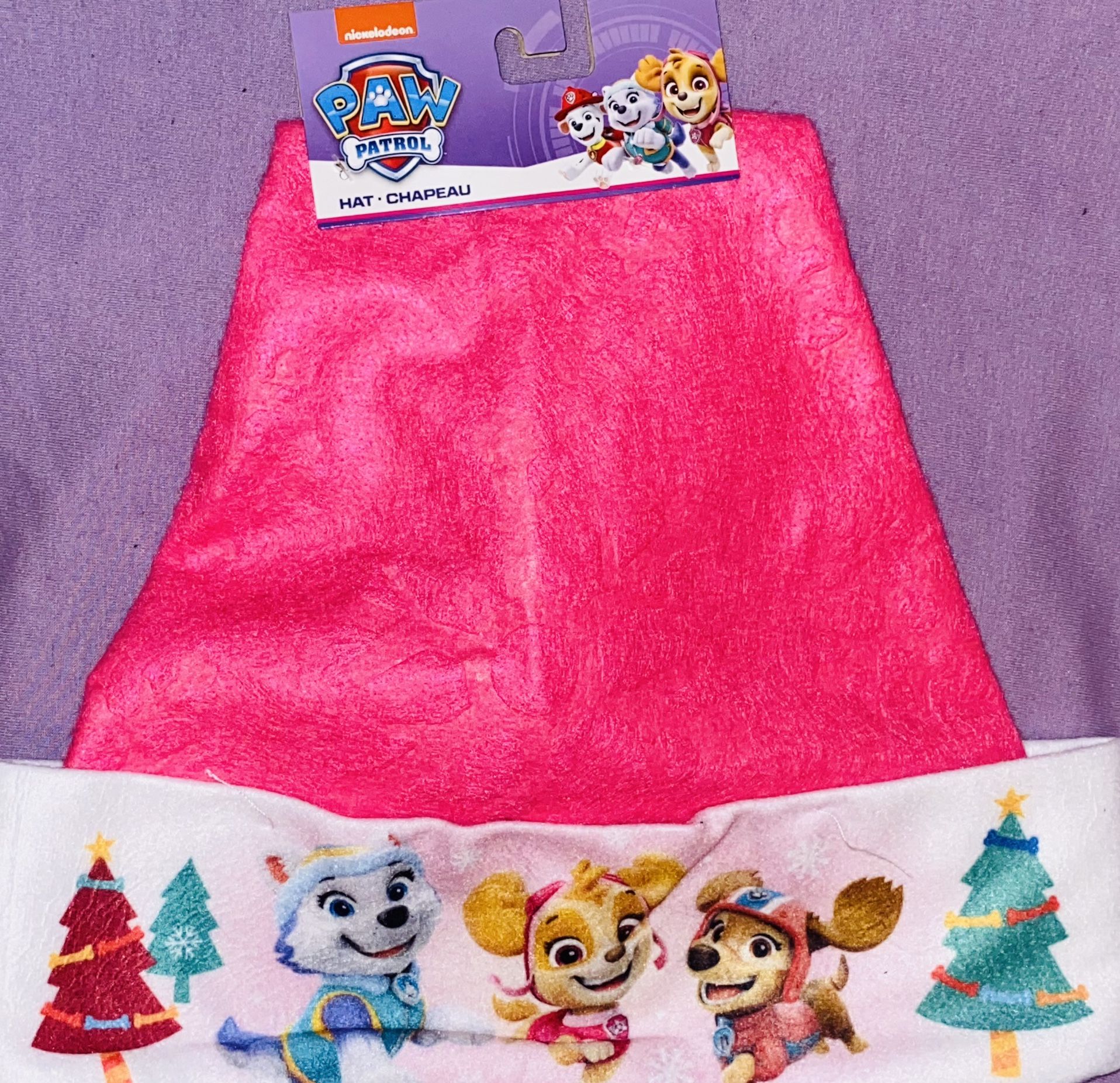 💕🐾🎄🎀✨NICKELODEON PINK W: PAW🐾PATROL GRAPHICS CHRISTMAS 🎄❄️HAT💕🐾🎄🎀✨
