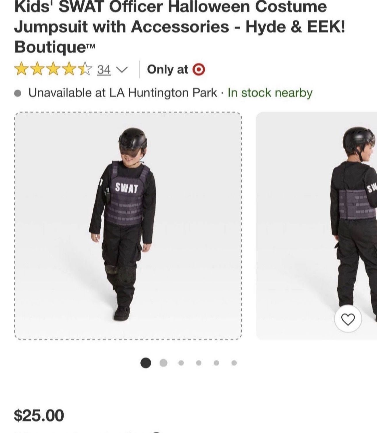 Kids Swat Officer Costume 