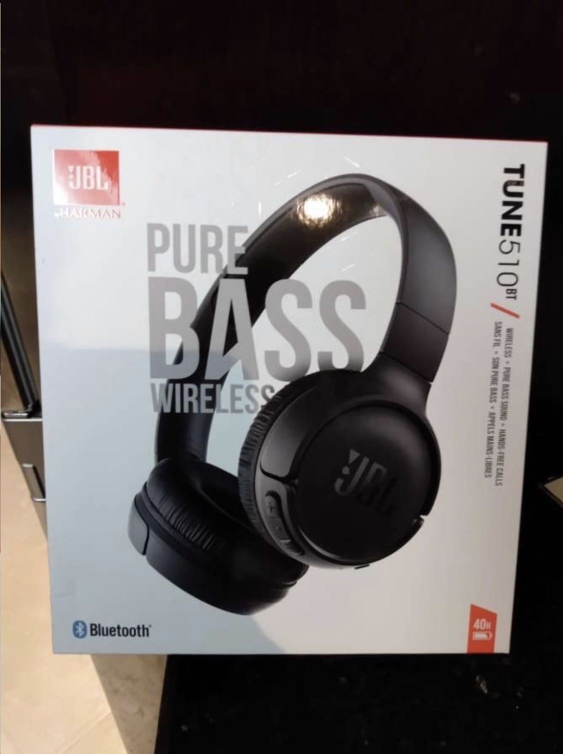 JBL Tune 510BT: Wireless On-Ear Headphones with Purebass Sound - Black