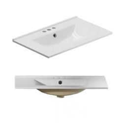 30 in. W x 18.3 in. D Ceramic White Rectangular Single Sink Bathroom Vanity Top in White