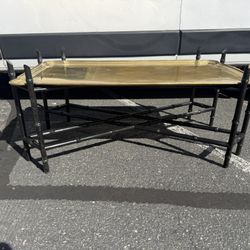 Vintage Hollywood Regency Brass Tray Coffee Table – Faux Bamboo Base | Made in Germany