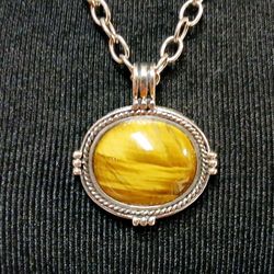 Vintage Sterling Silver And Tigers Eye Pendant 