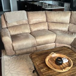 6 Piece sectional leather sofa with power recliners .