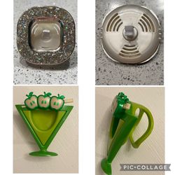 Bath & Body Works GOLD RHINESTONE GLITTER A/C Vent Clip Car Fragrance Holder & Martini Apple Scentportable *CAR* Visor Clip