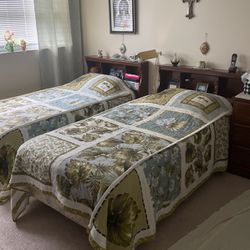 Twin Single Bed Headboard With Mattress And Bed Base/Foundation