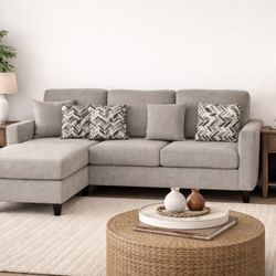 New Modern Gray Sectional Sofa with Reversible Chaise & Storage! 