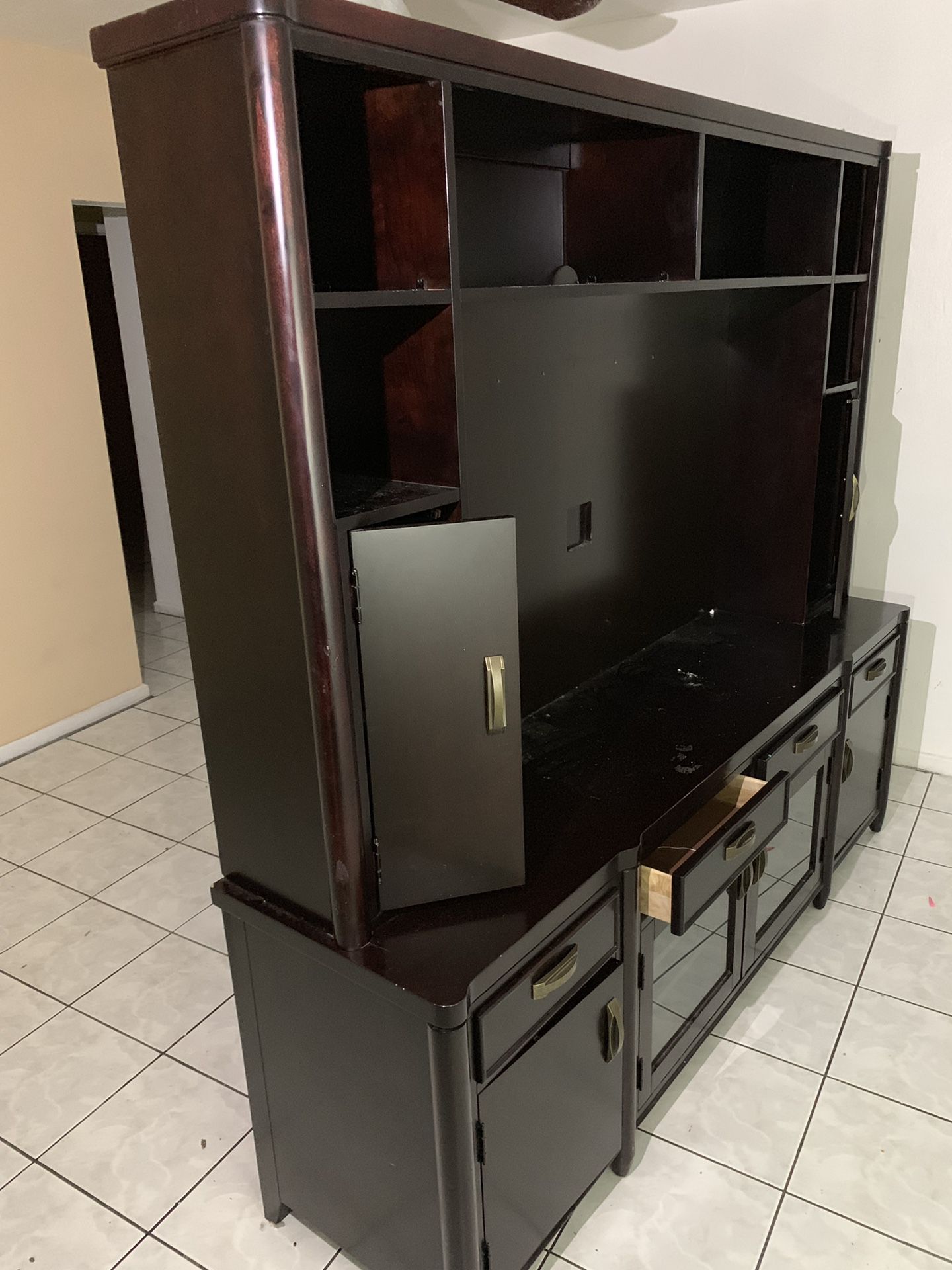 Solid wood wall unit tv stand and small wall shelf/ MAKE OFFER