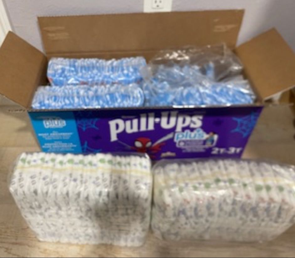 Huggies Pull Ups Plus and Kirkland size 5 Diapers