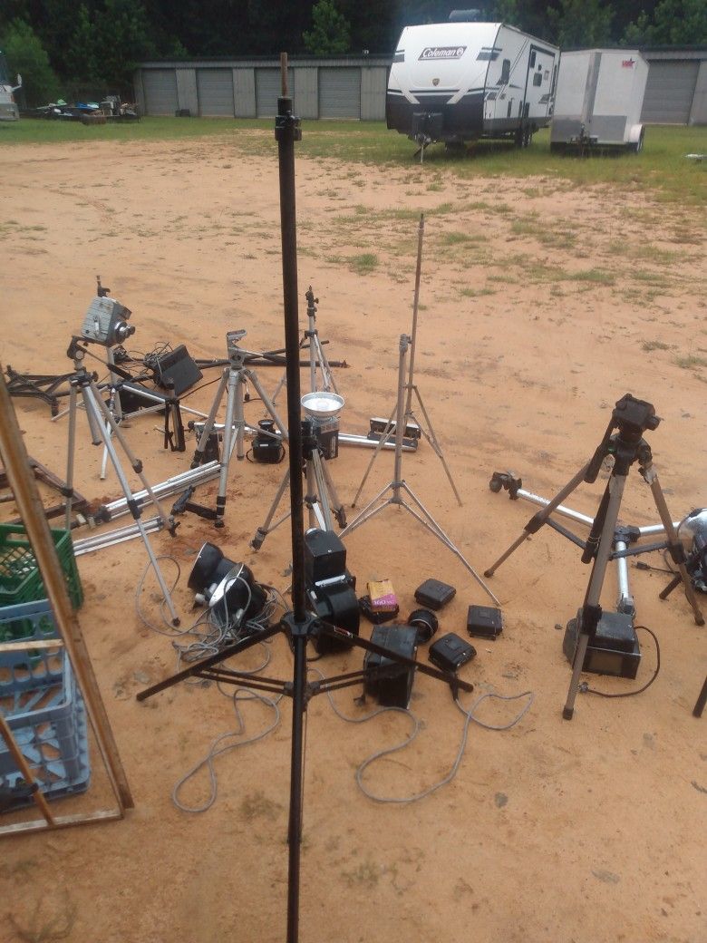 Vintage Cameras And Try Pods