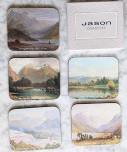 Set of 5 Jason Coasters New Zealand Landscapes Mountains Cork Back VGUC In Box
