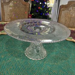 Antique Duncan  Miller Glass Pedestal Cake/sandwich Stand Plate 