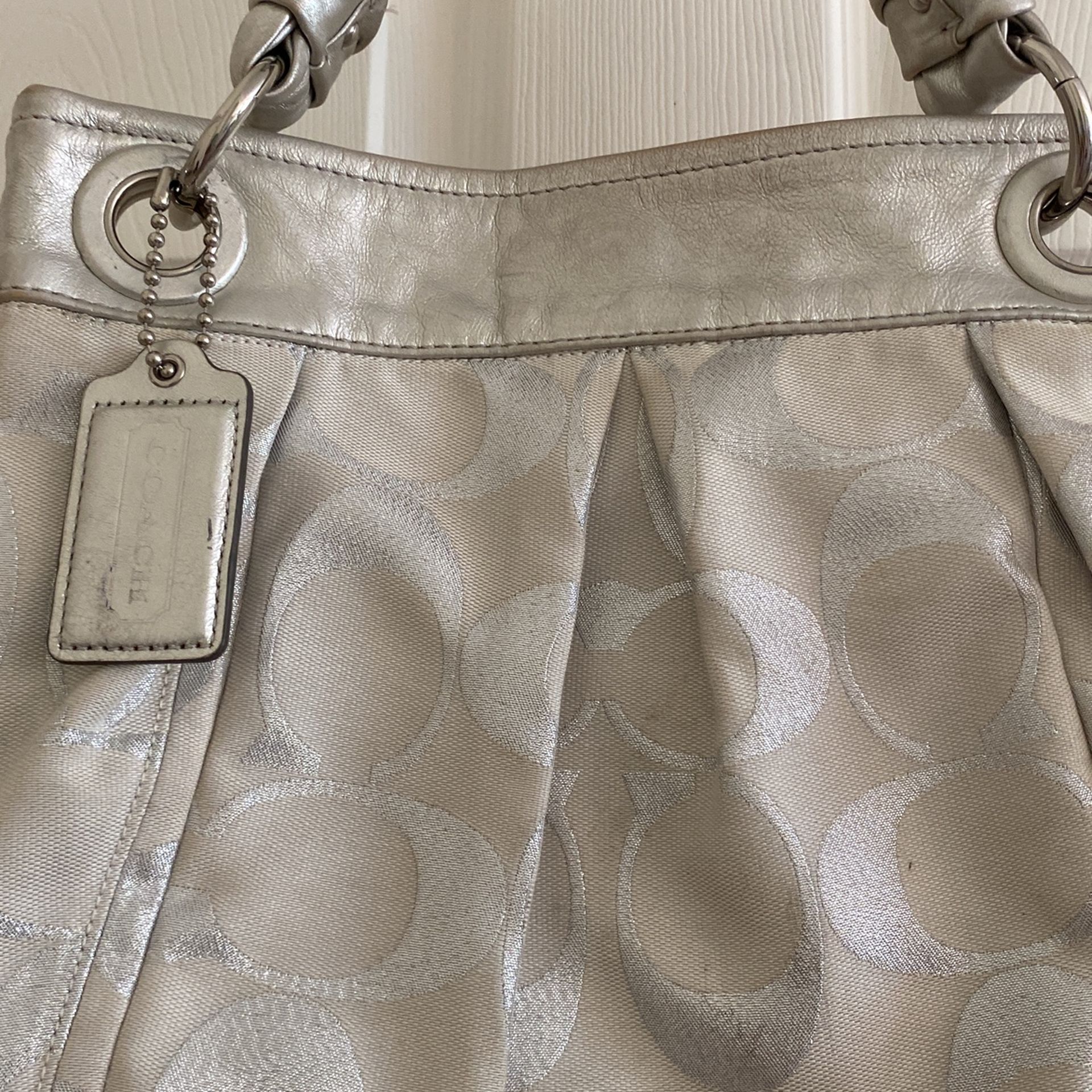 Silver coach purse