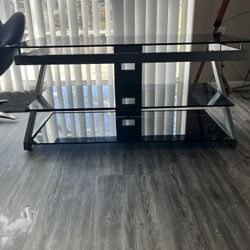 Read Comments - Small Tinted Glass and Metal Frame TV Stand. - PU in BVille.