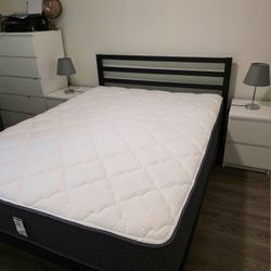 Queen Plush Mattress and Bed Frame