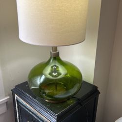 World Market Green Glass MCM lamp And Shade