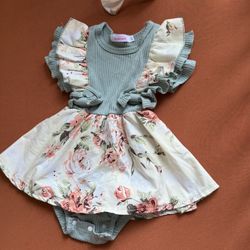 Baby girl romper frock with headband 3-6 months