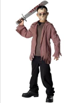 Jason Voorhees Child Costume:

From the classic horror film series "Friday The 13th" comes the Jason Voorhees medium child costume.
Includes:
EVA mask